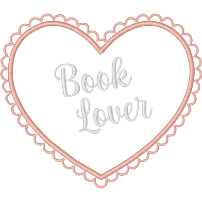 Book Lover Heart machine embroidery stitch preview