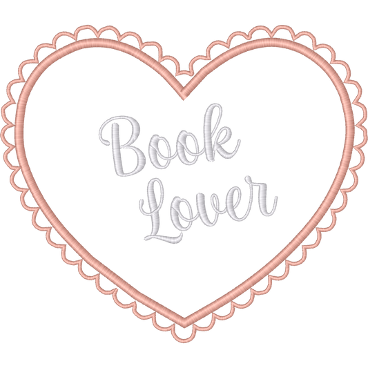 Book Lover Heart machine embroidery stitch preview