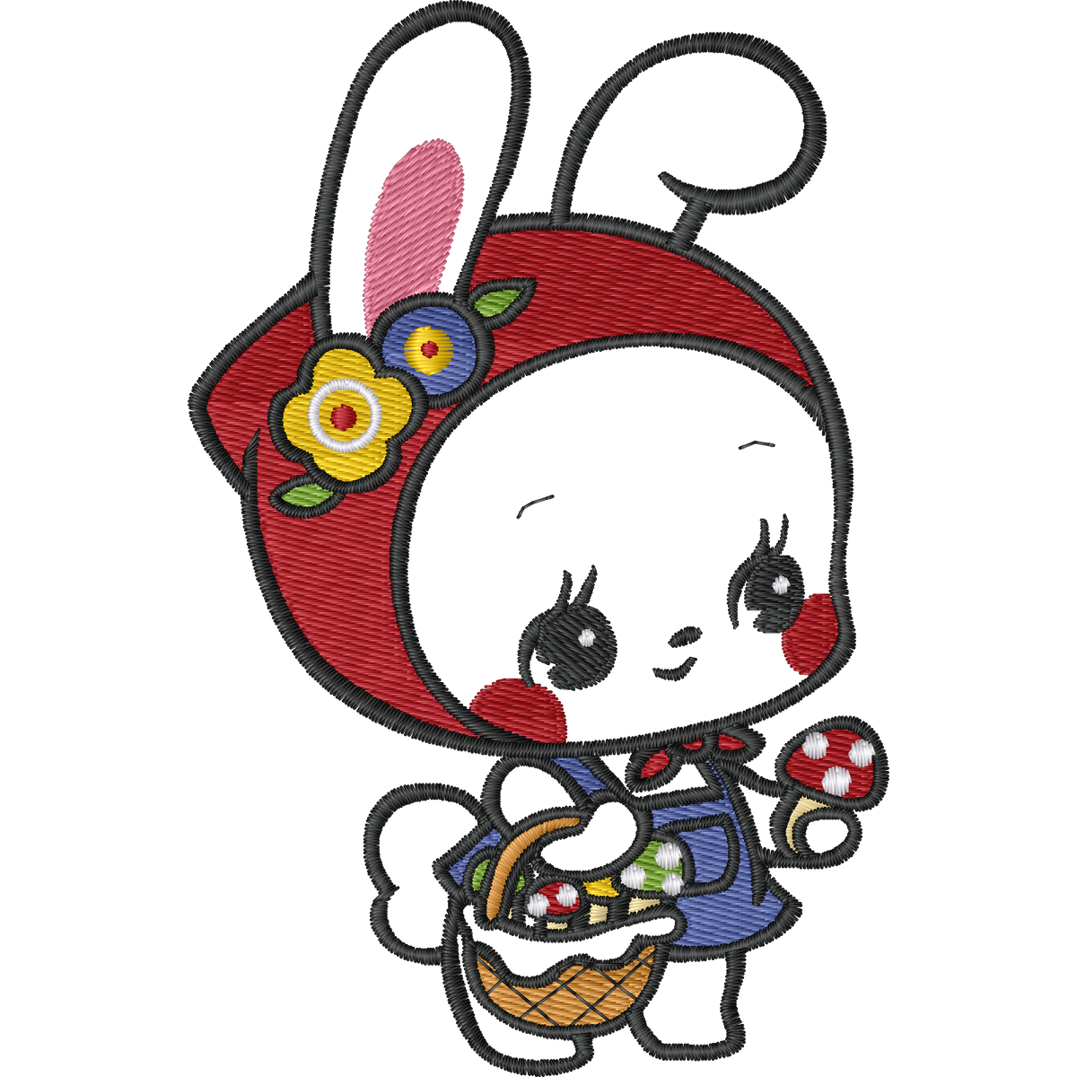 Bunny Bird Patch machine embroidery stitch preview