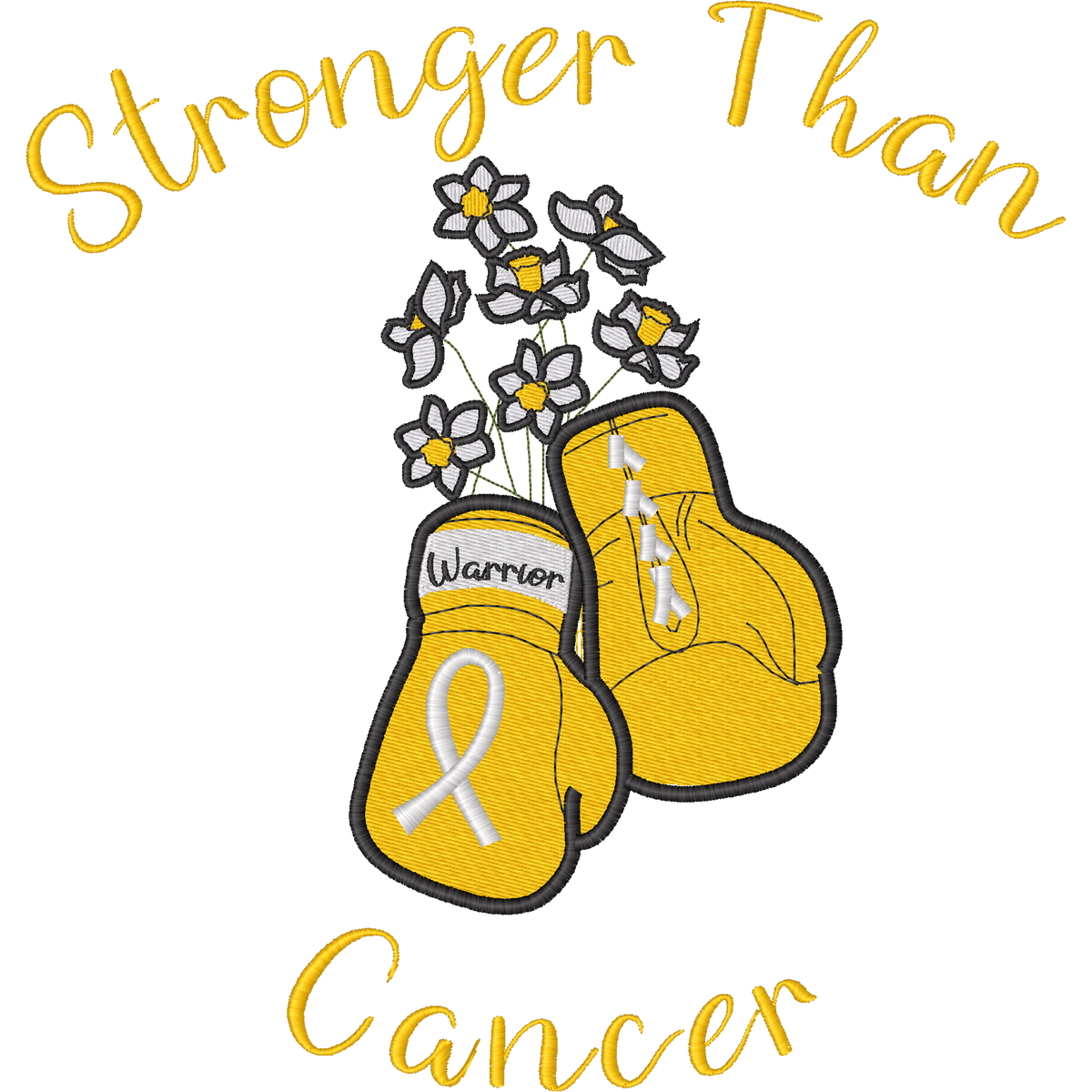 Stronger Than Cancer Boxing Gloves machine embroidery stitch preview