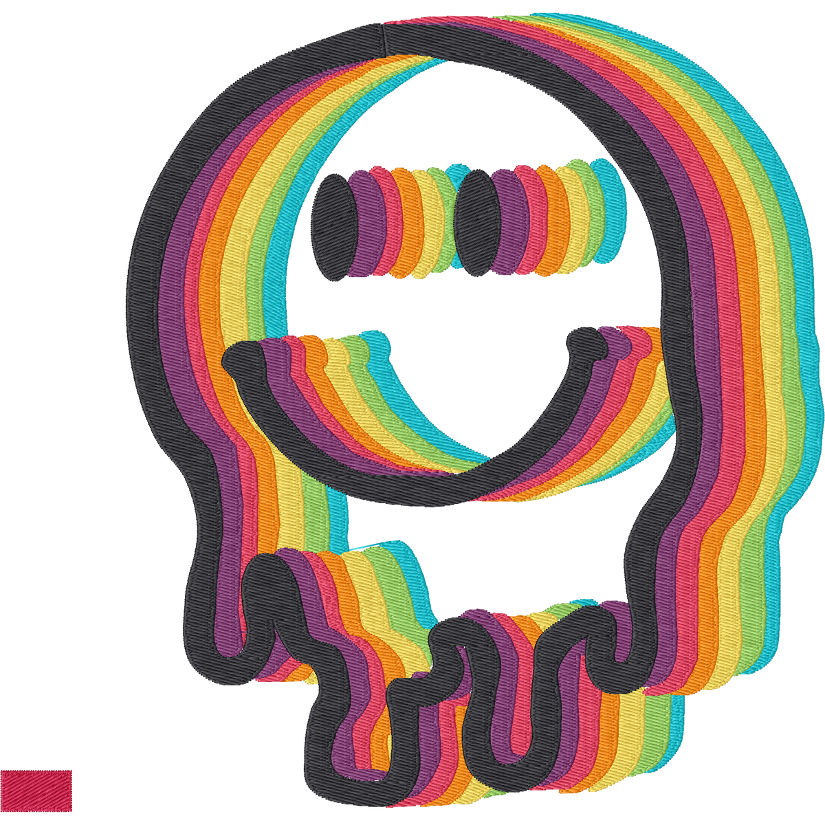 Colorful Dripping Smiley machine embroidery stitch preview