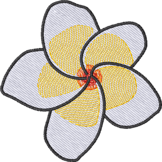 Yellow Plumeria Flower machine embroidery stitch preview