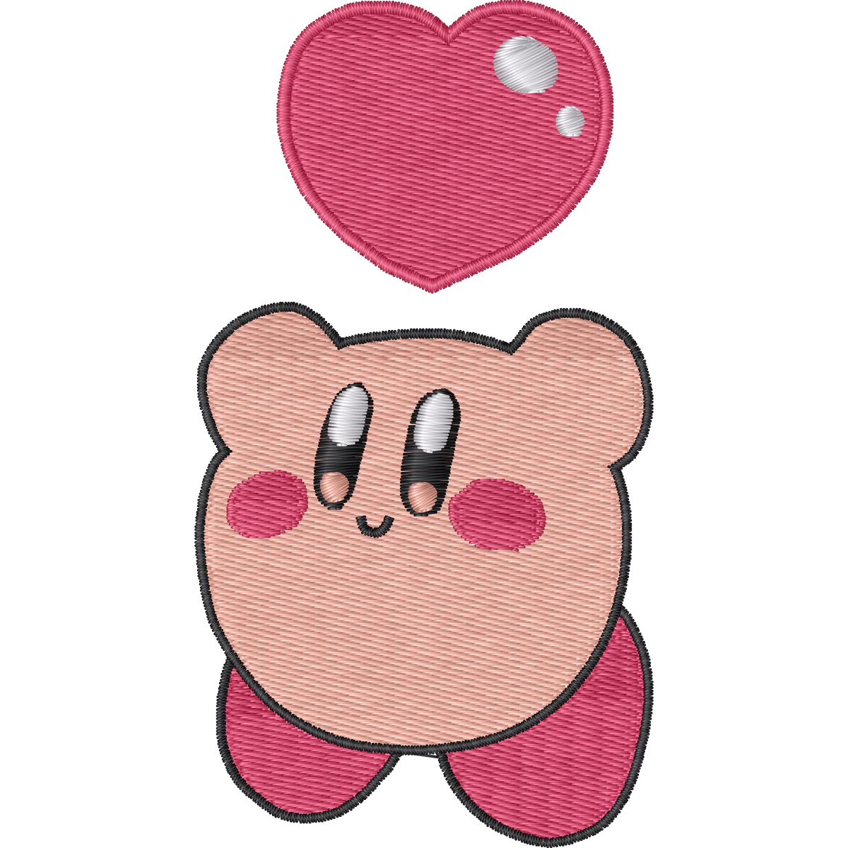 Kirby and Heart machine embroidery stitch preview