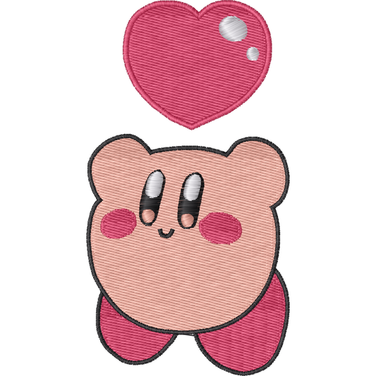 Kirby and Heart machine embroidery stitch preview