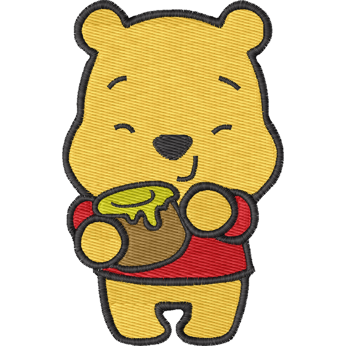 Pooh with Honey machine embroidery stitch preview