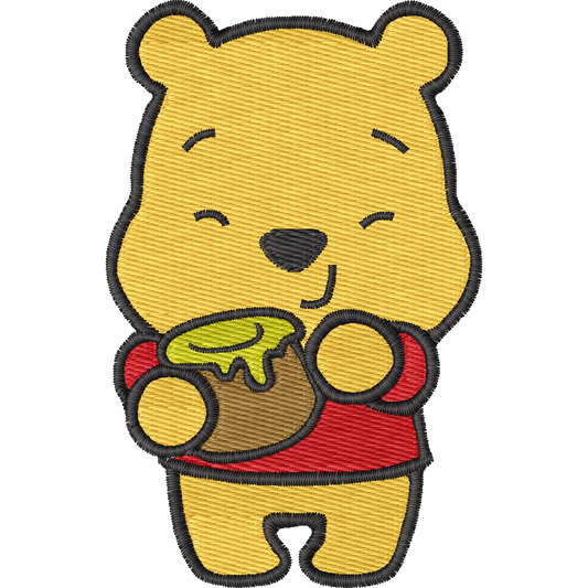 Pooh with Honey machine embroidery stitch preview