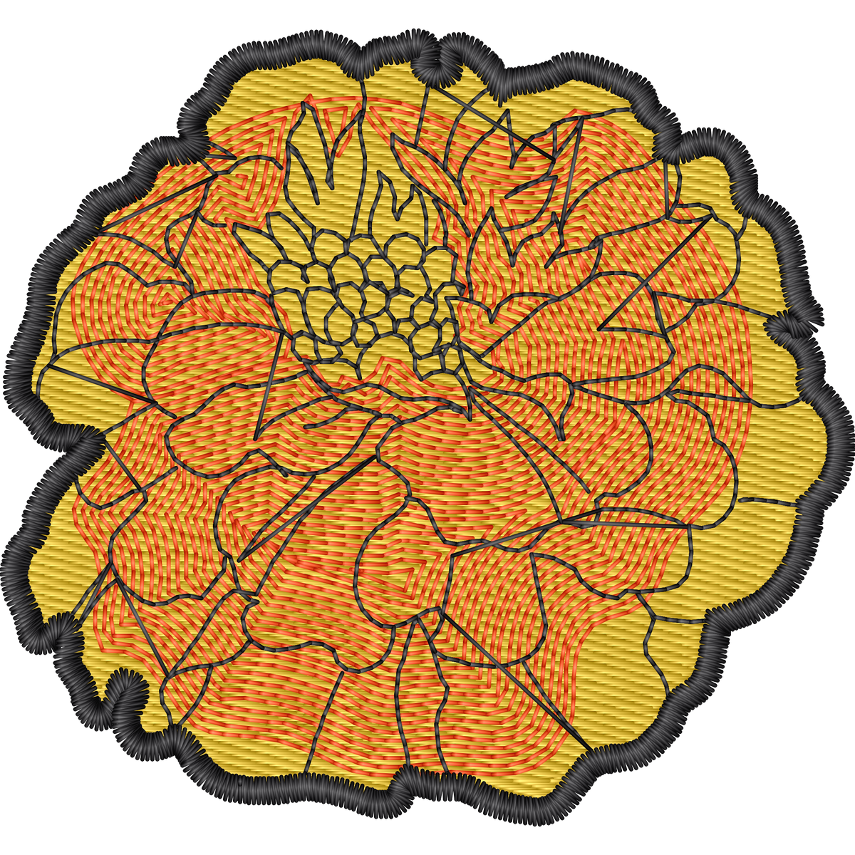 Orange Marigold machine embroidery stitch preview