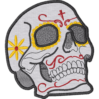 Sugar Skull Side Profile machine embroidery stitch preview
