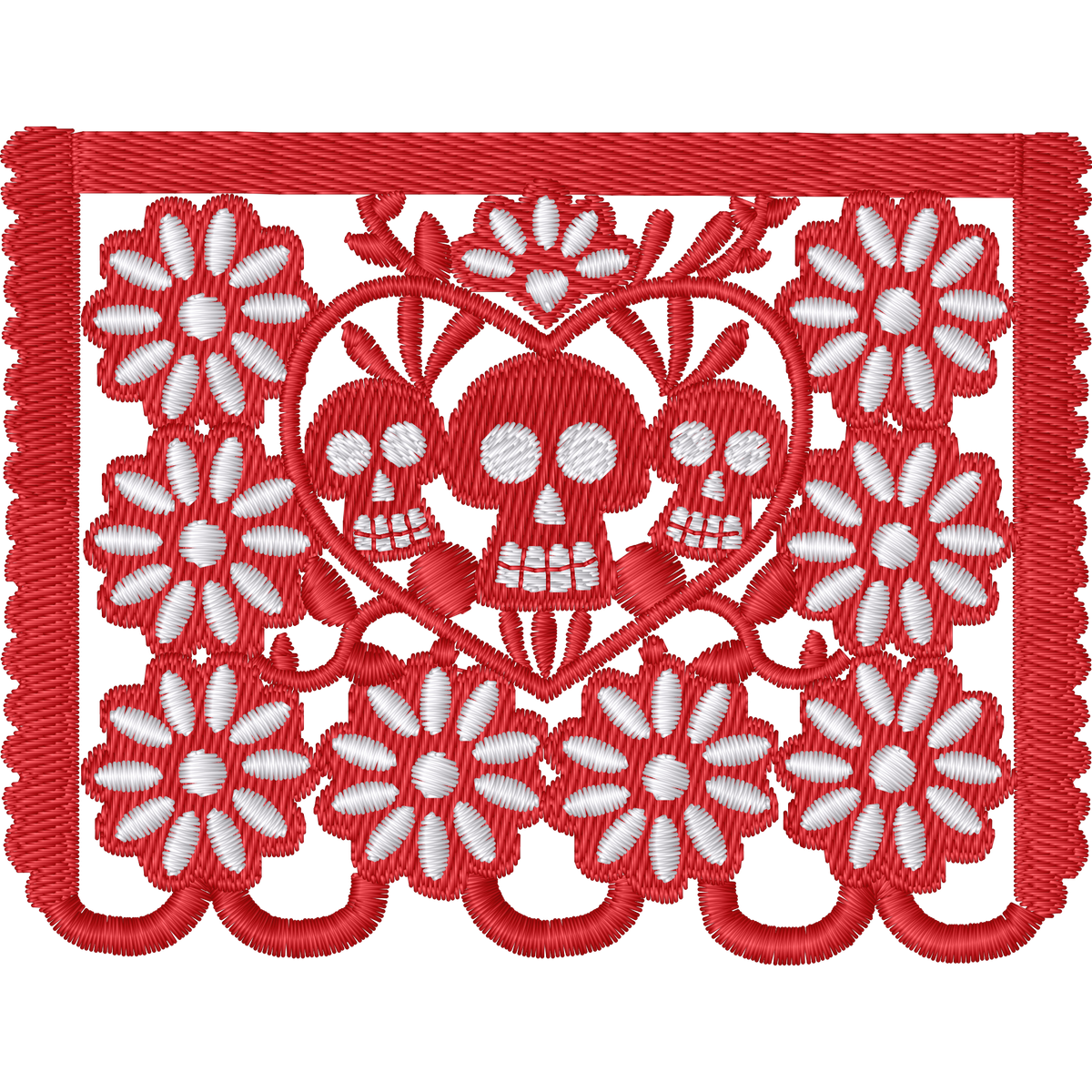 Skull Heart Papel Picado machine embroidery stitch preview