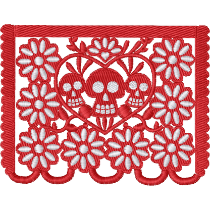 Skull Heart Papel Picado machine embroidery stitch preview