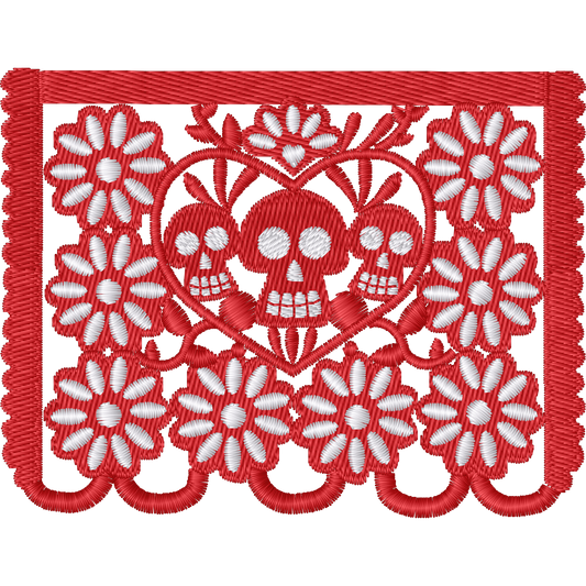 Skull Heart Papel Picado machine embroidery stitch preview