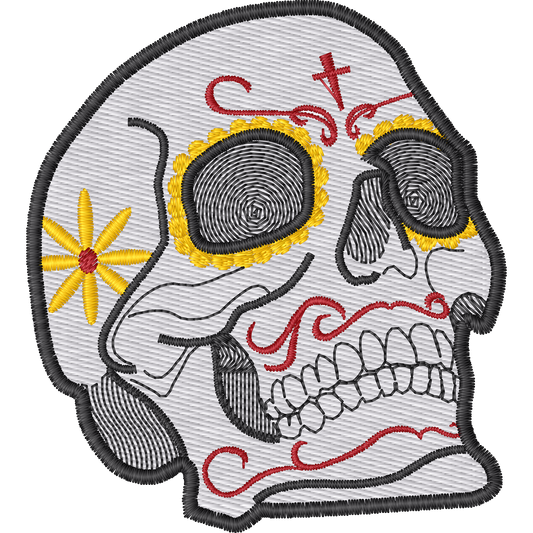 Sugar Skull Side Profile Variant machine embroidery stitch preview