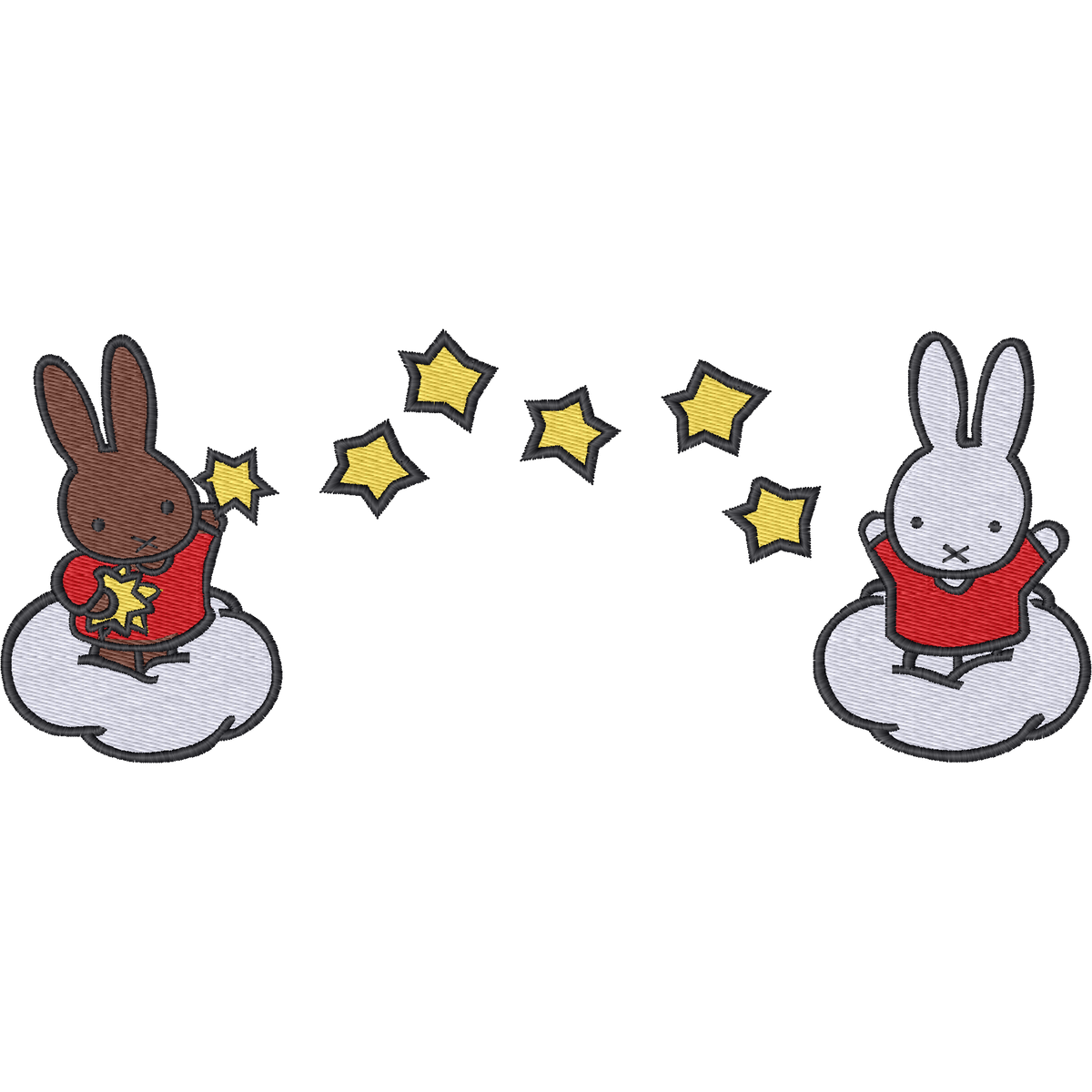 Miffy Bunnies and Stars machine embroidery stitch preview