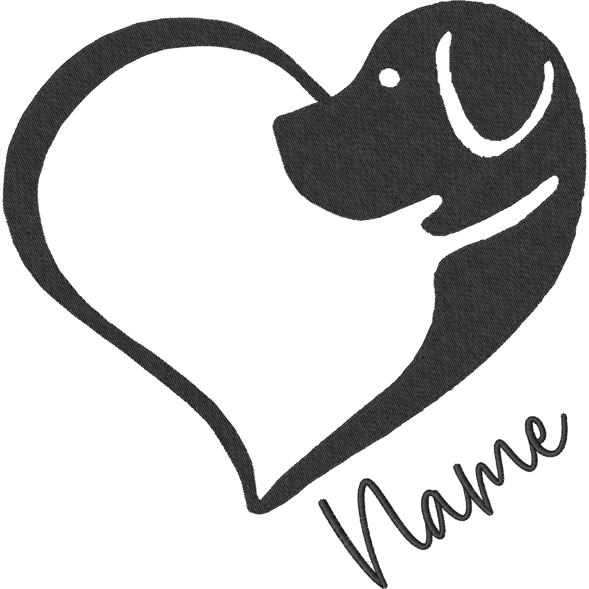 Dog Heart with Name machine embroidery stitch preview