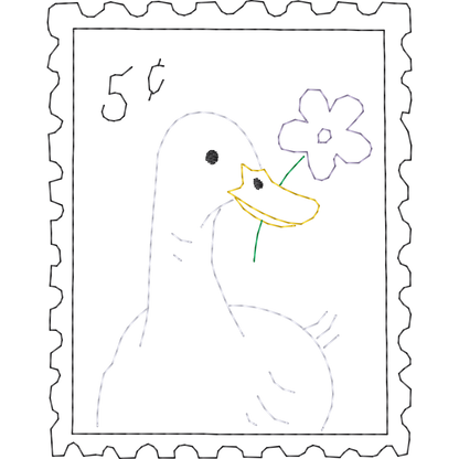 Duck Flower Postage Stamp machine embroidery stitch preview