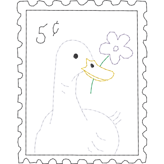 Duck Flower Postage Stamp machine embroidery stitch preview