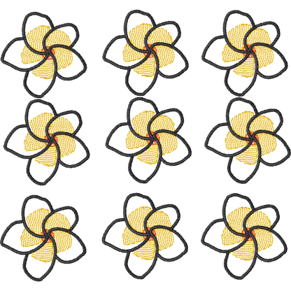 Plumeria Earring Multiples machine embroidery stitch preview