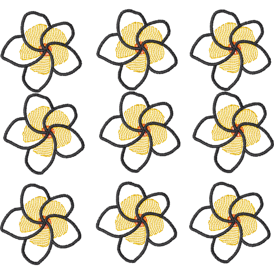 Plumeria Earring Multiples machine embroidery stitch preview