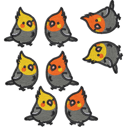 Cockatiel Earring Multiples machine embroidery stitch preview