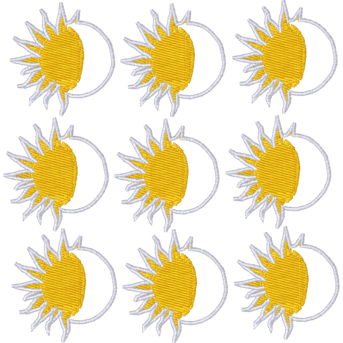 Sun and Moon Earring Multiples machine embroidery stitch preview