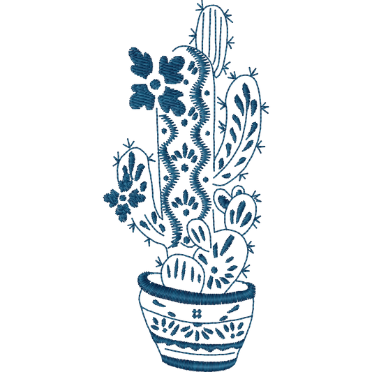Talavera Cactus machine embroidery stitch preview