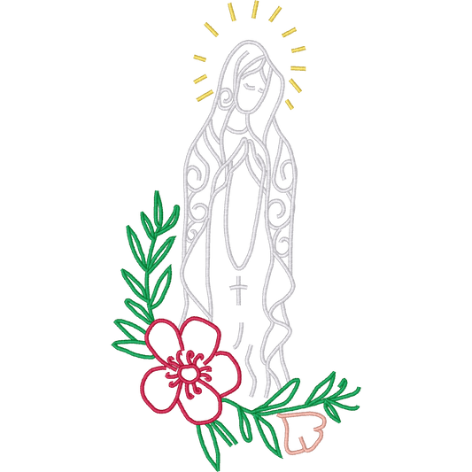 Virgin Mary with Flowers machine embroidery stitch preview