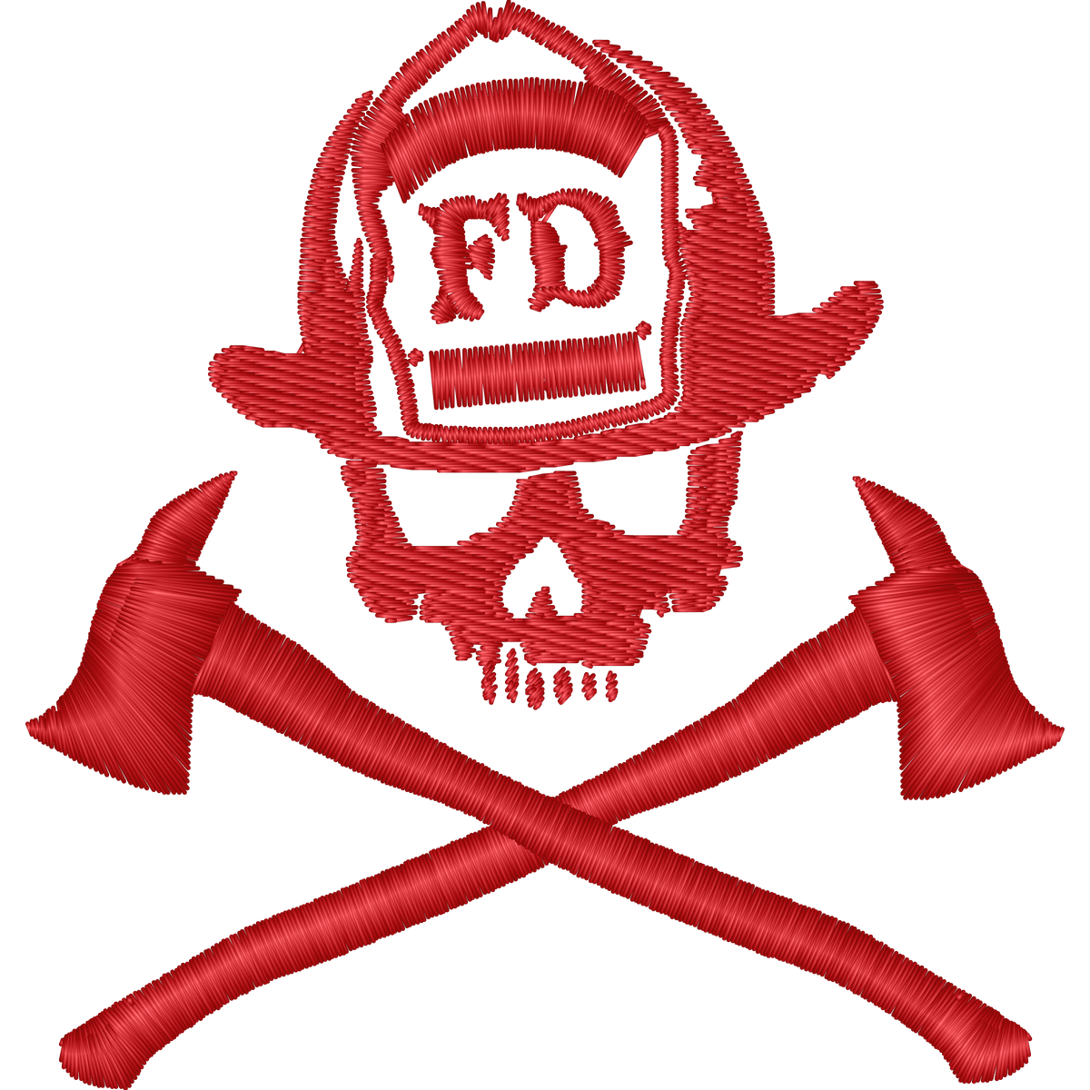 Firefighter Skull Crossbones machine embroidery stitch preview