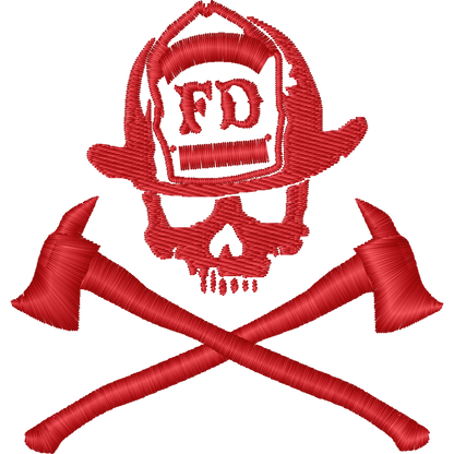 Firefighter Skull Crossbones machine embroidery stitch preview