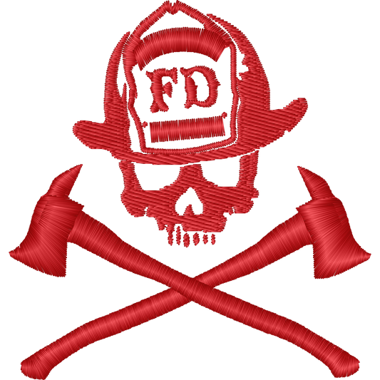 Firefighter Skull Crossbones machine embroidery stitch preview