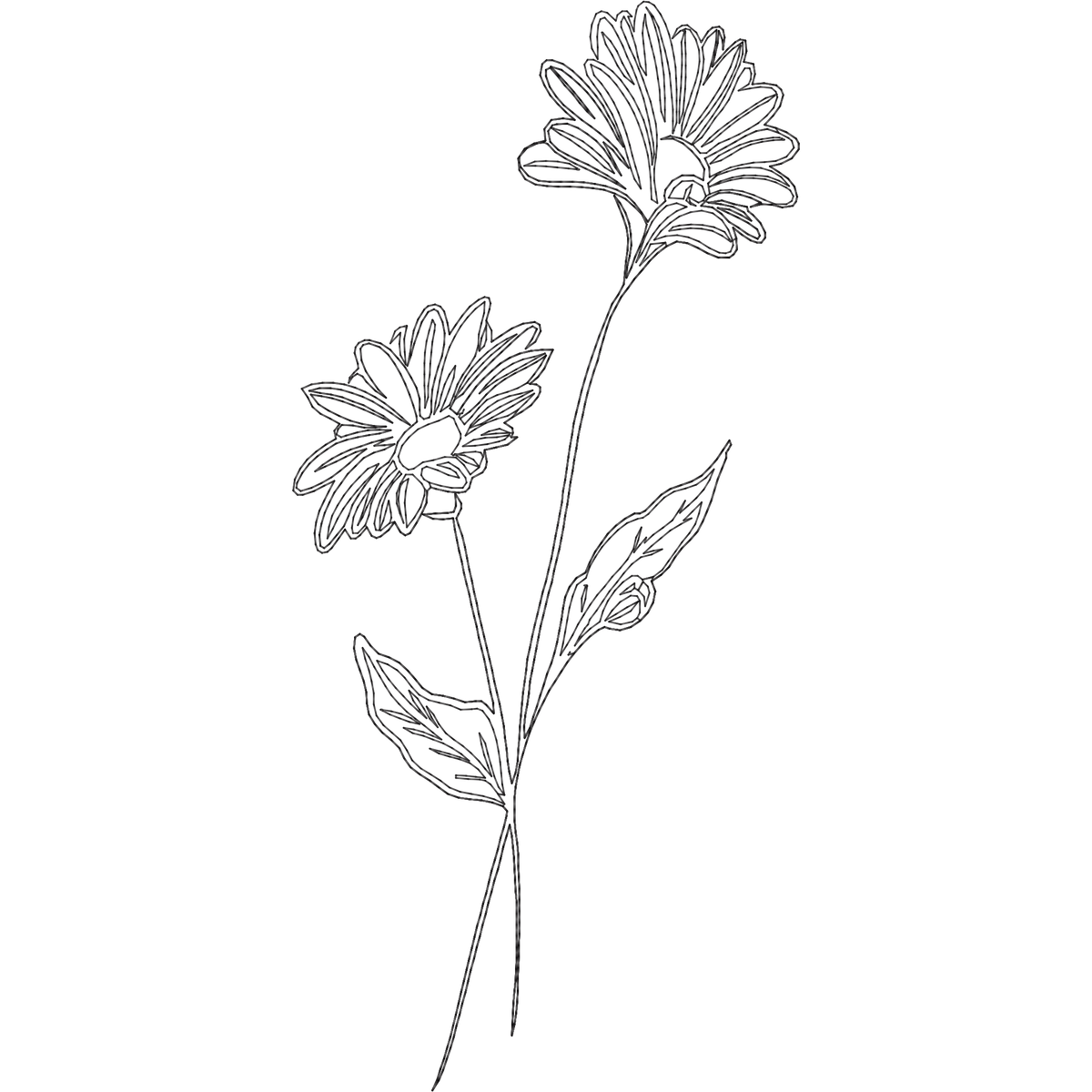April Daisy Line Art machine embroidery stitch preview