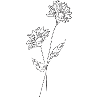April Daisy Line Art machine embroidery stitch preview