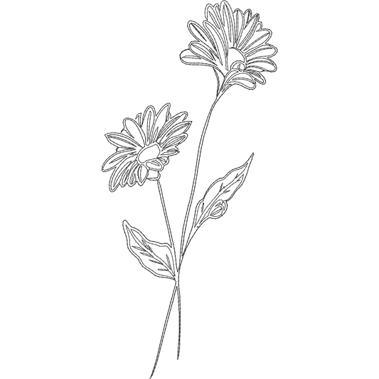 April Daisy Line Art machine embroidery stitch preview