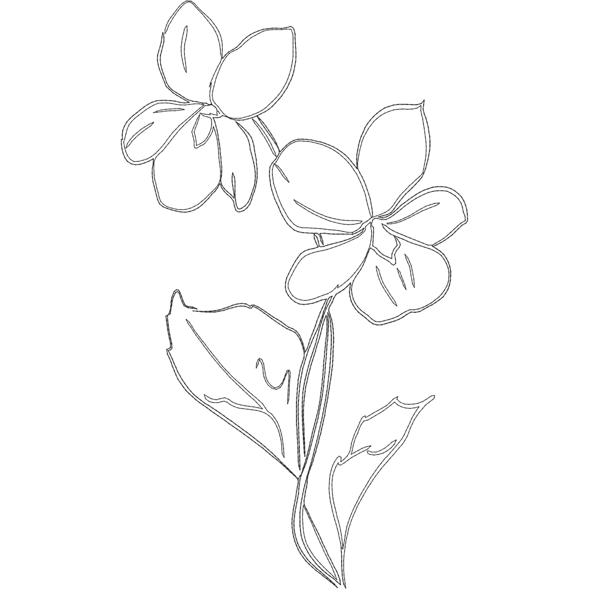 February Violet Line Art machine embroidery stitch preview
