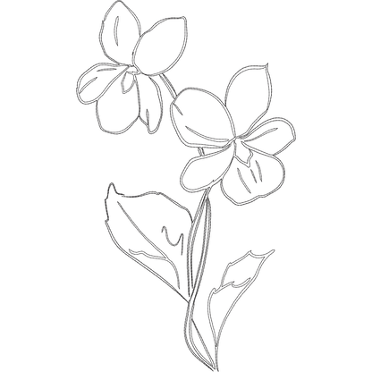 February Violet Line Art machine embroidery stitch preview