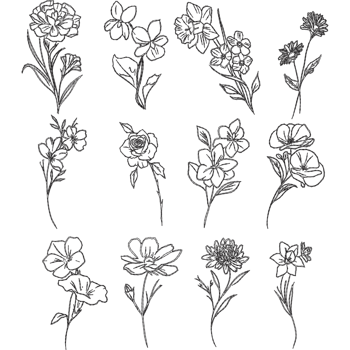 Birth Flower Group machine embroidery stitch preview