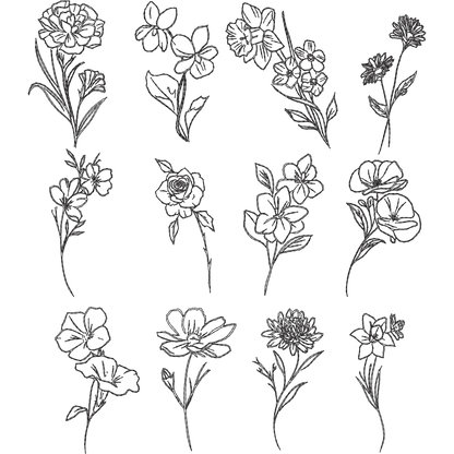 Birth Flower Group machine embroidery stitch preview