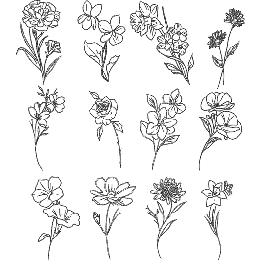 Birth Flower Group machine embroidery stitch preview