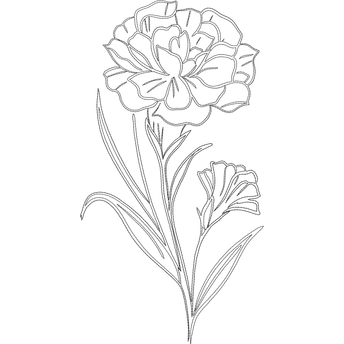 January Carnation Line Art machine embroidery stitch preview