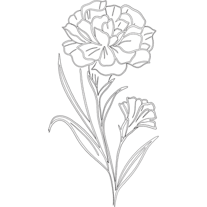 January Carnation Line Art machine embroidery stitch preview