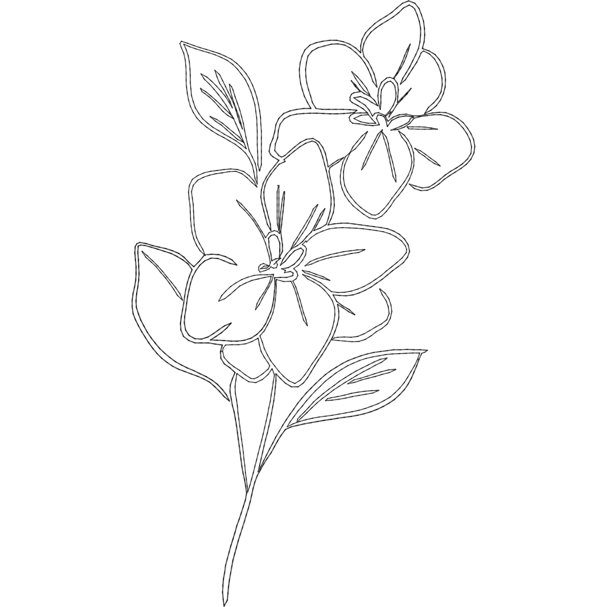 July Larkspur Line Art machine embroidery stitch preview