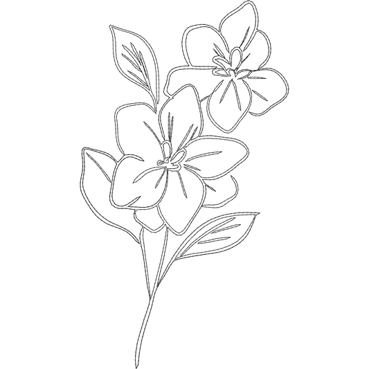 July Larkspur Line Art machine embroidery stitch preview