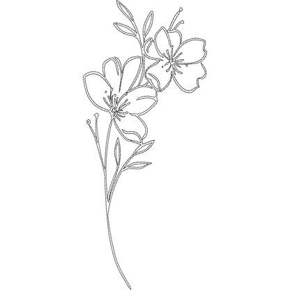May Hawthorn Line Art machine embroidery stitch preview
