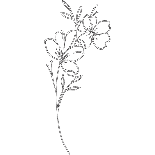 May Hawthorn Line Art machine embroidery stitch preview