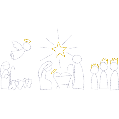 O Come Let Us Adore Him Nativity machine embroidery stitch preview