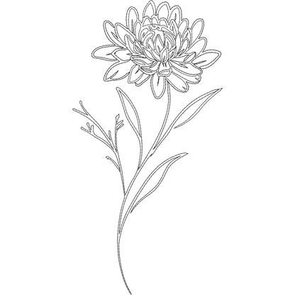 November Chrysanthemum Line Art machine embroidery stitch preview
