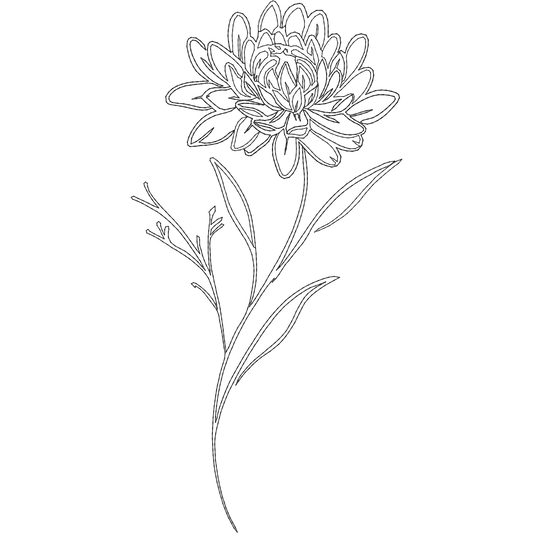November Chrysanthemum Line Art machine embroidery stitch preview