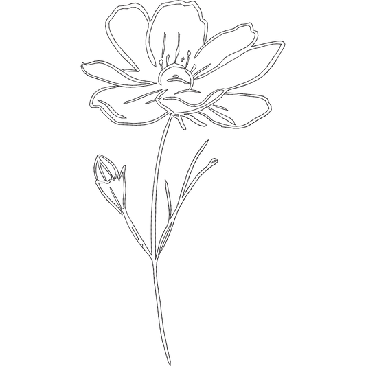October Cosmos Line Art machine embroidery stitch preview