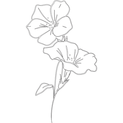September Morning Glory Line Art machine embroidery stitch preview