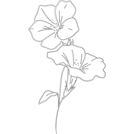 September Morning Glory Line Art machine embroidery stitch preview