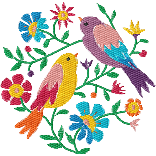 Birds and Flowers machine embroidery stitch preview